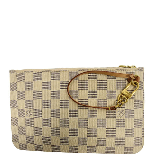 LOUIS VUITTON Pochette Wristlet Pouch Damier Azur Neverfull MM White