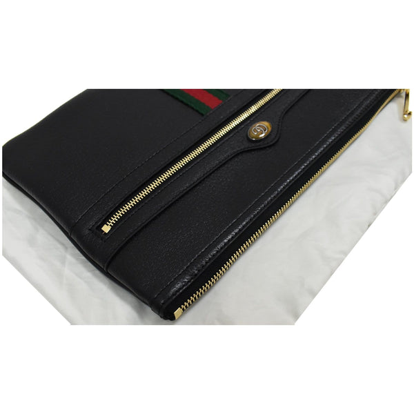 GUCCI Large Ophidia GG Leather Pouch Clutch Bag Black 517551