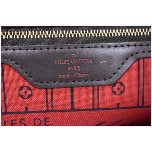 LOUIS VUITTON Neverfull MM Damier Ebene Tote Shoulder Bag Brown