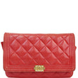 CHANEL Boy Woc Lambskin Leather Wallet On Chain Clutch Bag Red
