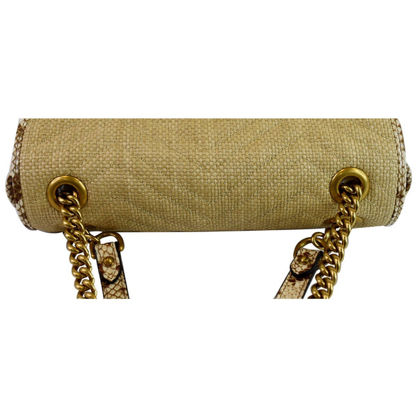 Gucci GG Marmont Raffia Small Shoulder Bag beige