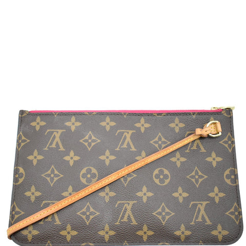 LOUIS VUITTON Neverfull GM Monogram Canvas Pochette Wristlet Pouch Fuchsia