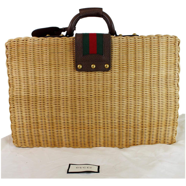 Gucci Neutral Wicker Suitcase Handbag - Tan Color | Gucci bag