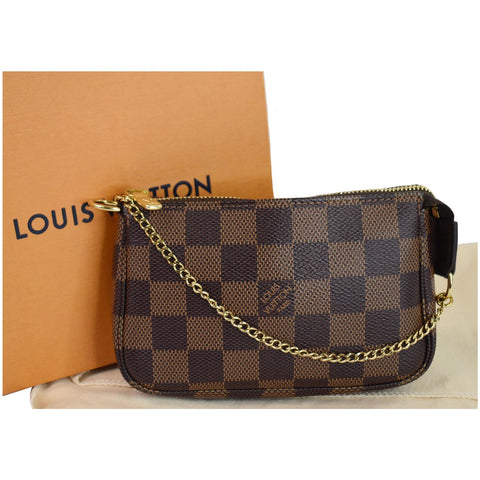 LOUIS VUITTON Mini Pochette Damier Ebene Accessories Pouch Brown