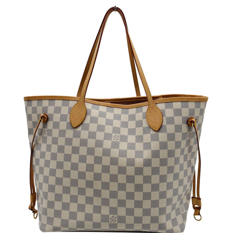 LOUIS VUITTON Neverfull MM Damier Azur Tote Bag Rose Ballerine
