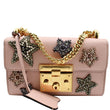 GUCCI Crystal Star Embroidered Padlock Small Shoulder Bag Pink 432182