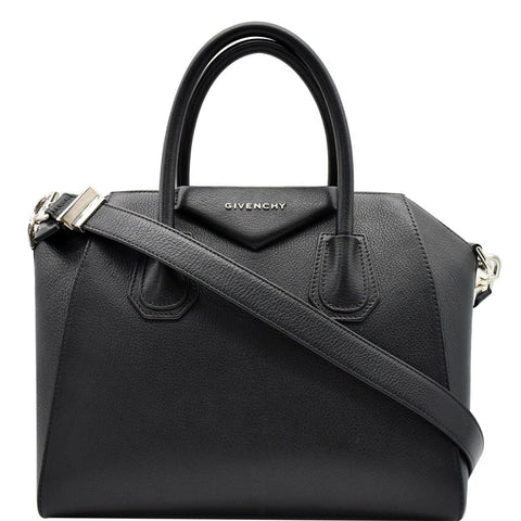 GIVENCHY Antigona Medium Goatskin Leather Shoulder Bag Black