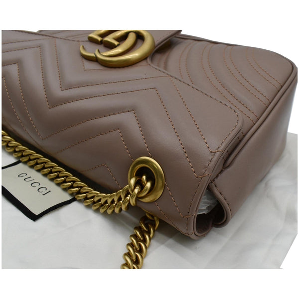 GUCCI GG Marmont Small Matelasse Leather Crossbody Bag Nude 443497