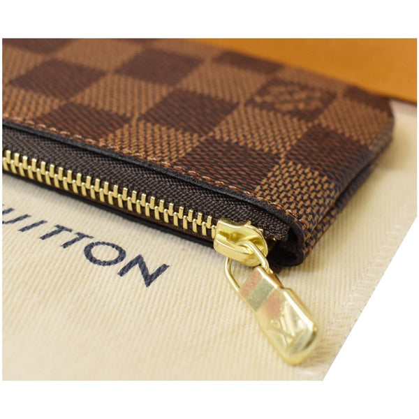 Louis Vuitton Pochette Key Cles Damier Ebene Coin Case - gold toned zip
