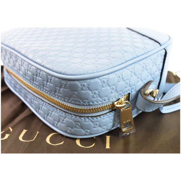 GUCCI Bree Micro GG Guccissima Leather Crossbody Bag Light Blue 449413