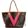 LOUIS VUITTON V Neverfull MM Monogram Canvas Shoulder Bag Brown