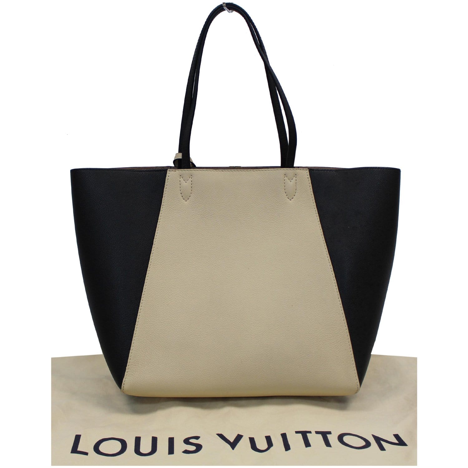 LOUIS VUITTON Lockme Cabas Calfskin Leather Shoulder Bag Black-US