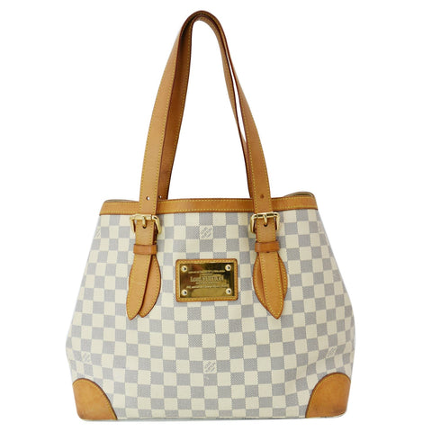 LOUIS VUITTON Hampstead MM Damier Azur Shoulder Bag White