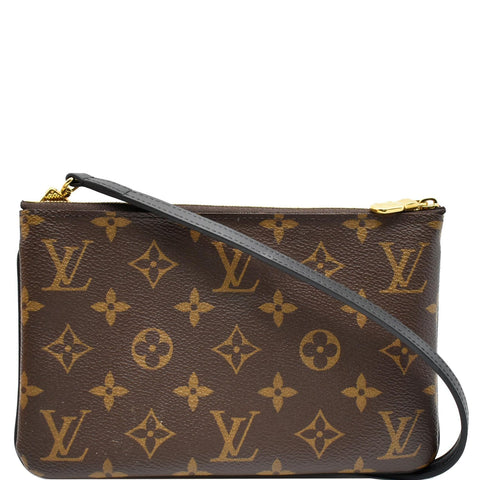 LOUIS VUITTON Double Zip Pochette Reverse Monogram Giant Shoulder Bag Brown