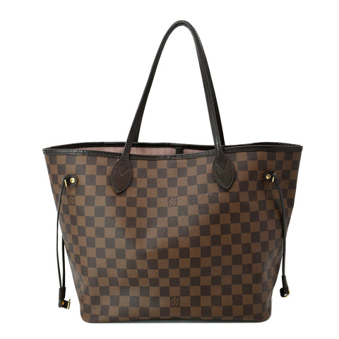LOUIS VUITTON Neverfull MM Damier Ebene Tote Bag Rose Ballerine