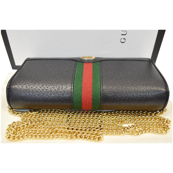 GUCCI Ophidia GG Web Leather Wallet On Chain Bag Black 546592