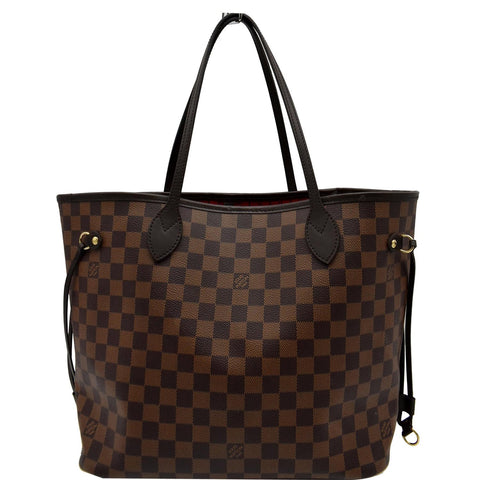 LOUIS VUITTON Neverfull MM Damier Ebene Tote Bag Brown