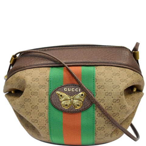 GUCCI New Candy Butterfly Mini GG Supreme Monogram Web Crossbody Bag Beige