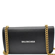 BALENCIAGA Logo Chain Leather Shoulder Bag Black