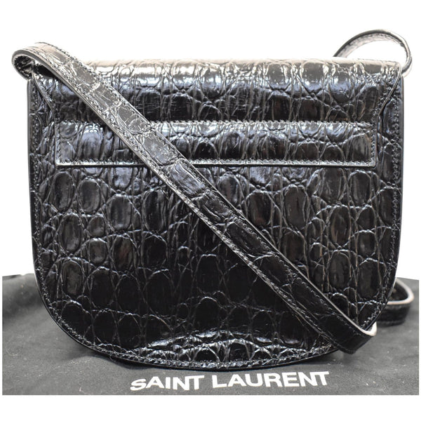 YVES SAINT LAURENT Kaia Small Crocodile Embossed Leather Satchel Bag Black