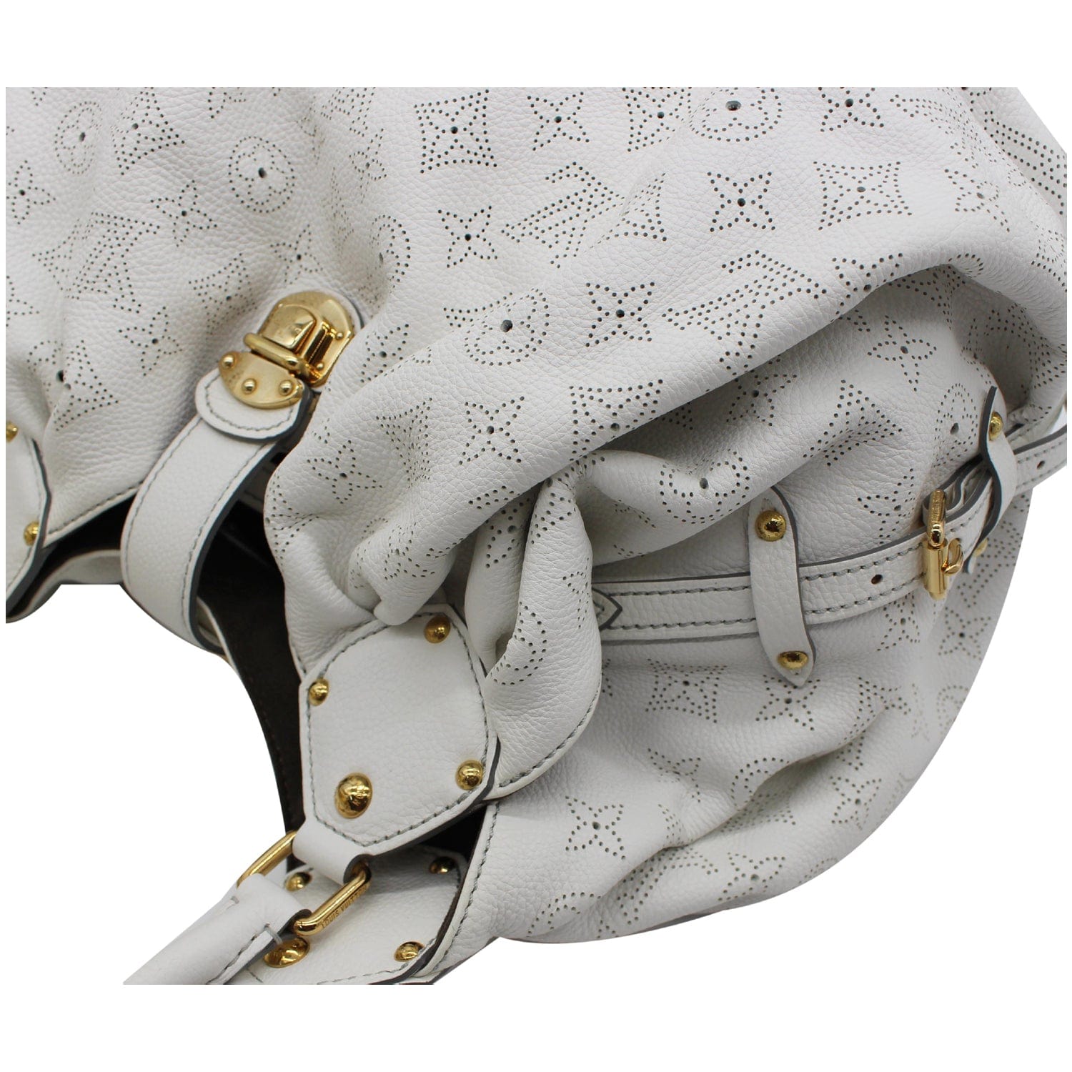 LOUIS VUITTON Mahina XL Monogram Leather Hobo Bag White