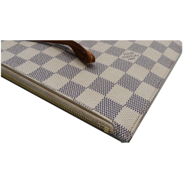 LOUIS VUITTON Neverfull MM Damier Azur Pochette Wristlet Pouch White