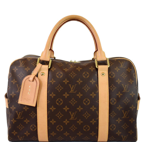 LOUIS VUITTON Carryall Monogram Canvas Satchel Bag Brown