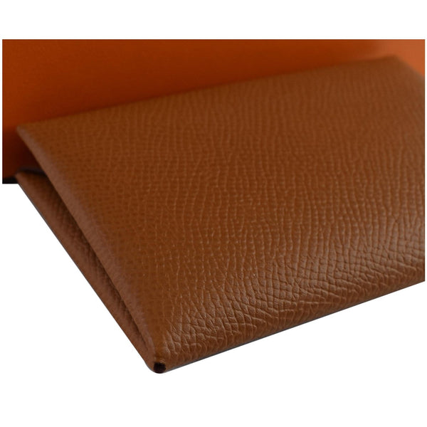 HERMES Calvi Epsom leather Card Holder Brown