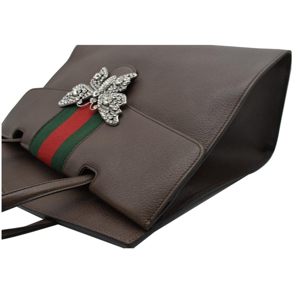 GUCCI Butterfly Linea Totem Leather Large Top Handle Shoulder Bag Brown 500772