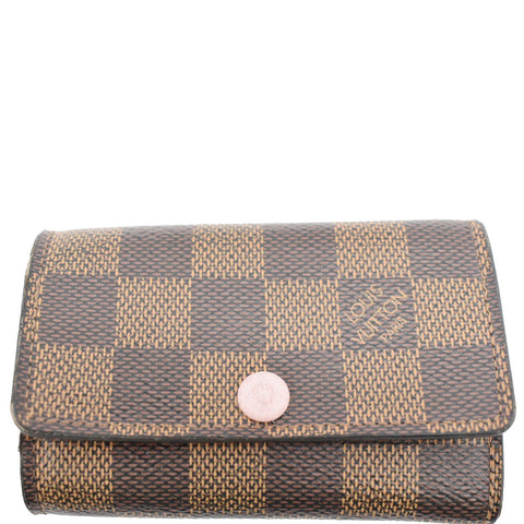 LOUIS VUITTON Damier Ebene 6 Key Holder Rose Ballerine