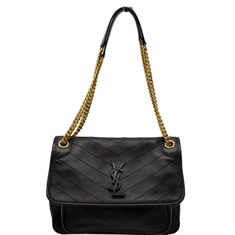 YVES SAINT LAURENT Niki Medium Leather Shoulder Bag Black