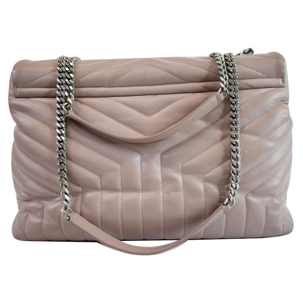 YVES SAINT LAURENT Large Loulou Calfskin Matelasse Chain Shoulder Bag Pink