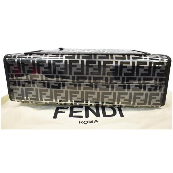 FENDI Runaway Shopper Medium TPU FF Leather Tote Bag Black