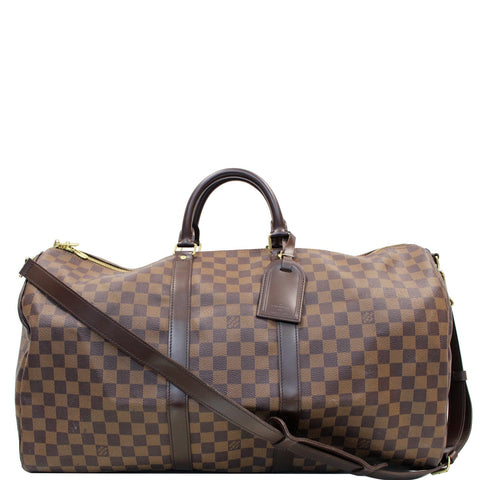 LOUIS VUITTON Keepall Bandouliere 55 Damier Ebene Travel Bag Brown - 20% OFF