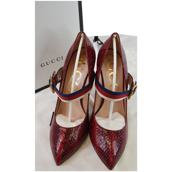 Gucci Sylvie Pumps Python Leather red Canvas