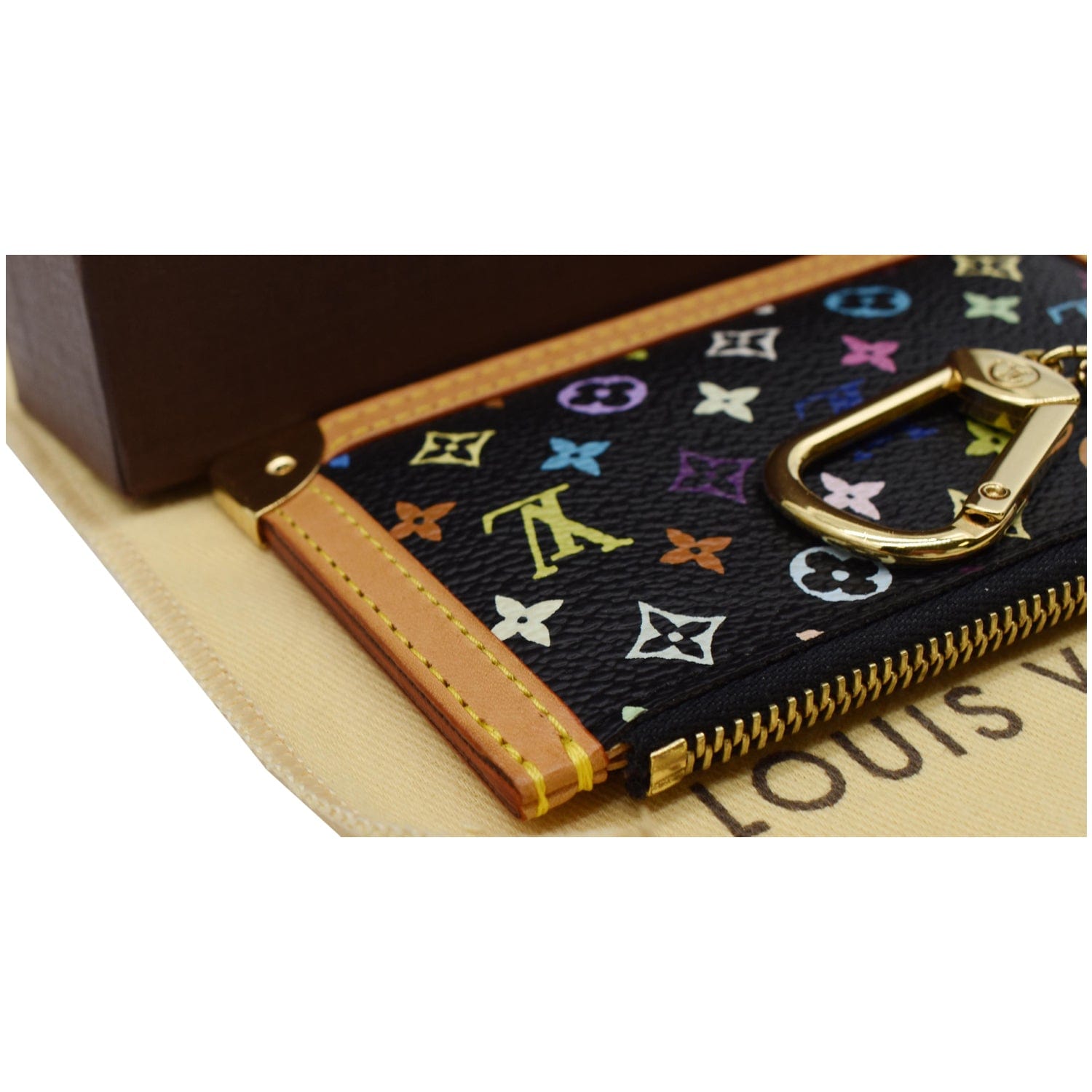 Louis Vuitton Monogram Pochette Cle Multi Color Key case Coin