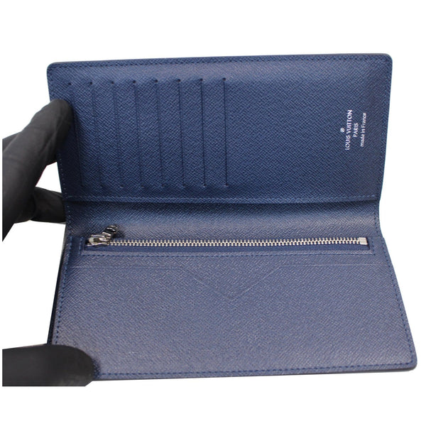 LOUIS VUITTON Brazza Taiga Leather Bifold Wallet Blue