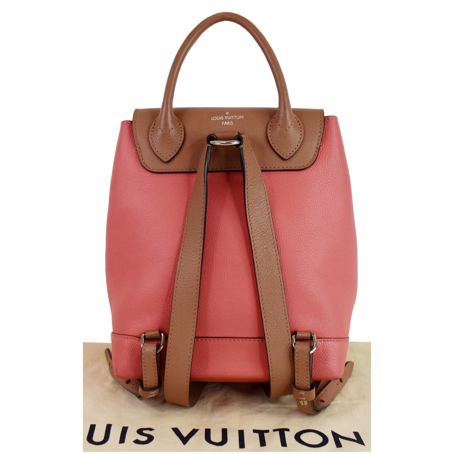 louis vuitton backpack lock LOUIS VUITTON Lockme Calfskin Leather Backpack Salmon