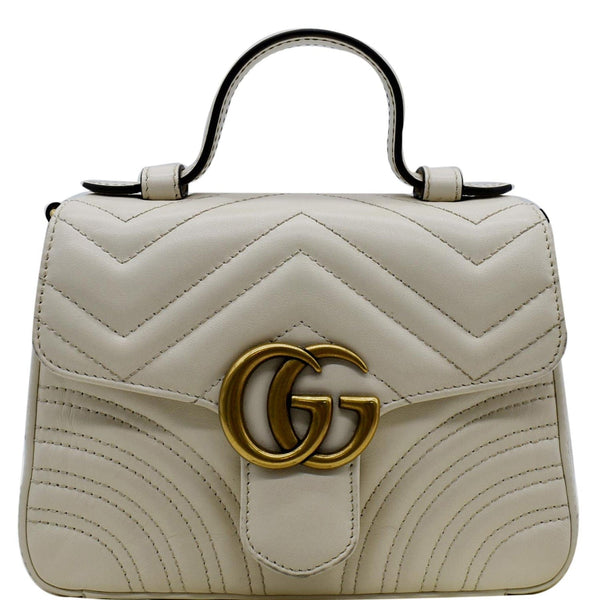 GUCCI GG Marmont Mini Top Handle Shoulder Bag White 547260