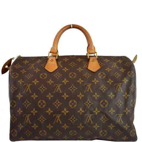 LOUIS VUITTON Speedy 35 Monogram Canvas Satchel Handbag Brown