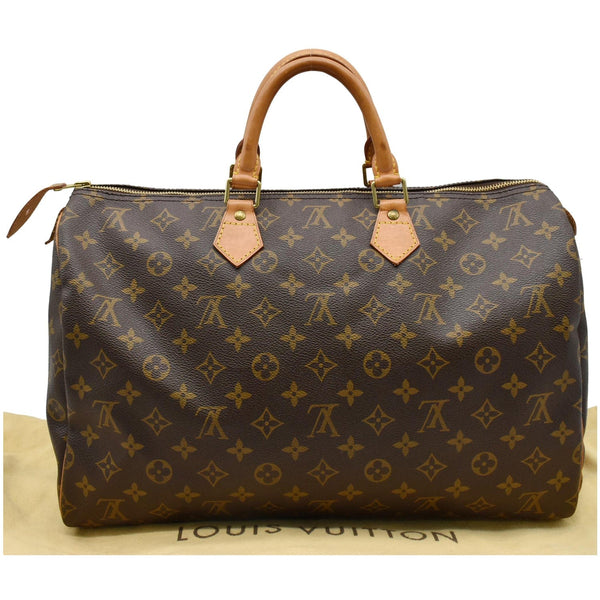 LOUIS VUITTON Speedy 40 Monogram Canvas Satchel Bag Brown
