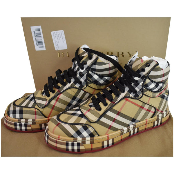 BURBERRY Vintage Check Cotton High-Top Sneakers US 7.5