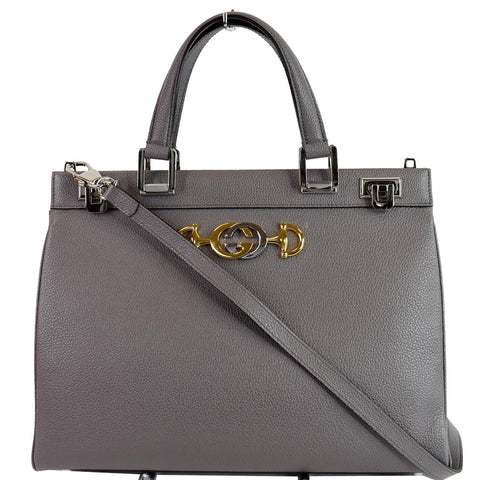 Gucci Zumi Medium Grainy Leather Top Handle Bag Dusty Grey 564714