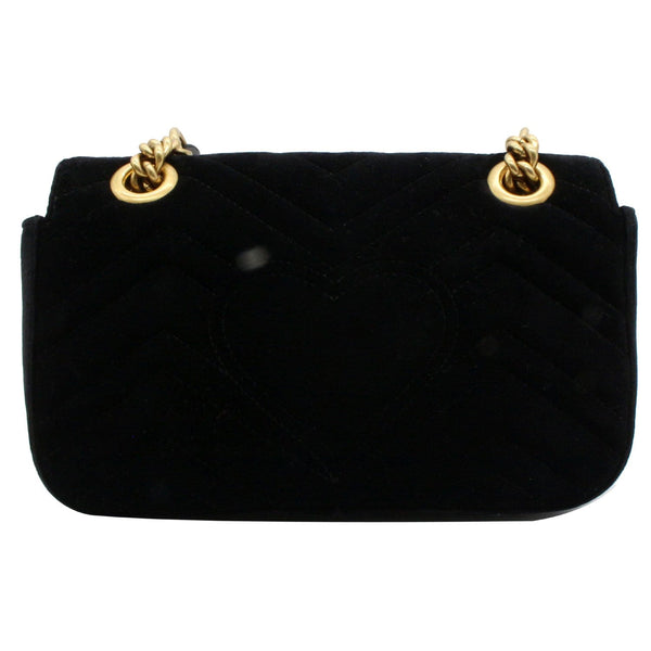 Gucci GG Marmont Floral Gems Mini Velvet Matelasse Embroidered Shoulder Bag Black
