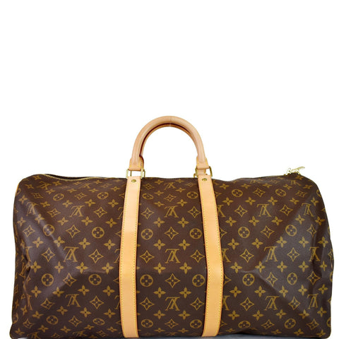 LOUIS VUITTON Keepall 55 Monogram Canvas Travel Bag Brown