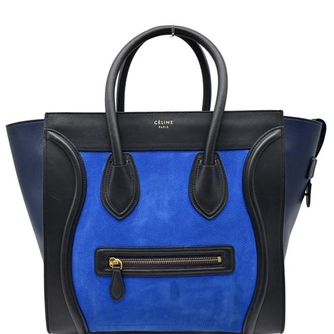 CELINE Mini Luggage Nubuck Calfskin Suede Leather Tote Bag Tri-Color