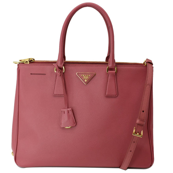 PRADA Galleria Large Double Zip Saffiano Leather Tote Bag Pink