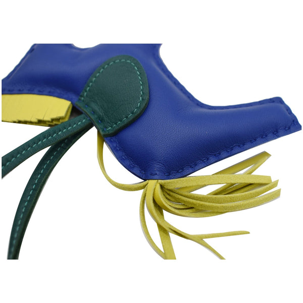 Hermes Rodeo Lambskin Leather Horse Bag Charm Blue