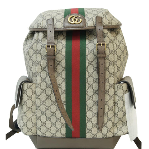 GUCCI Ophidia GG Medium Supreme Canvas Backpack Beige/Ebony 598140