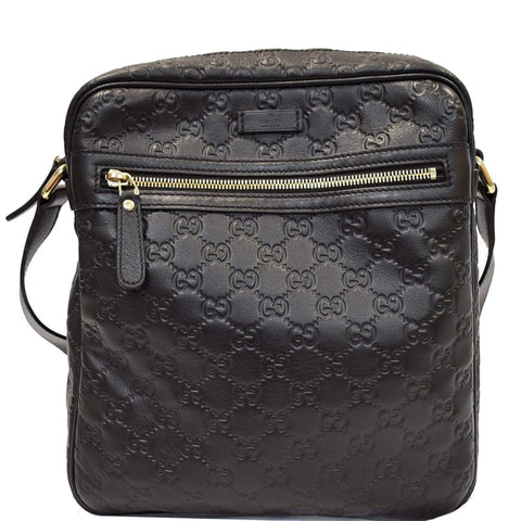 GUCCI Guccissima Leather Messenger Bag Black 201448